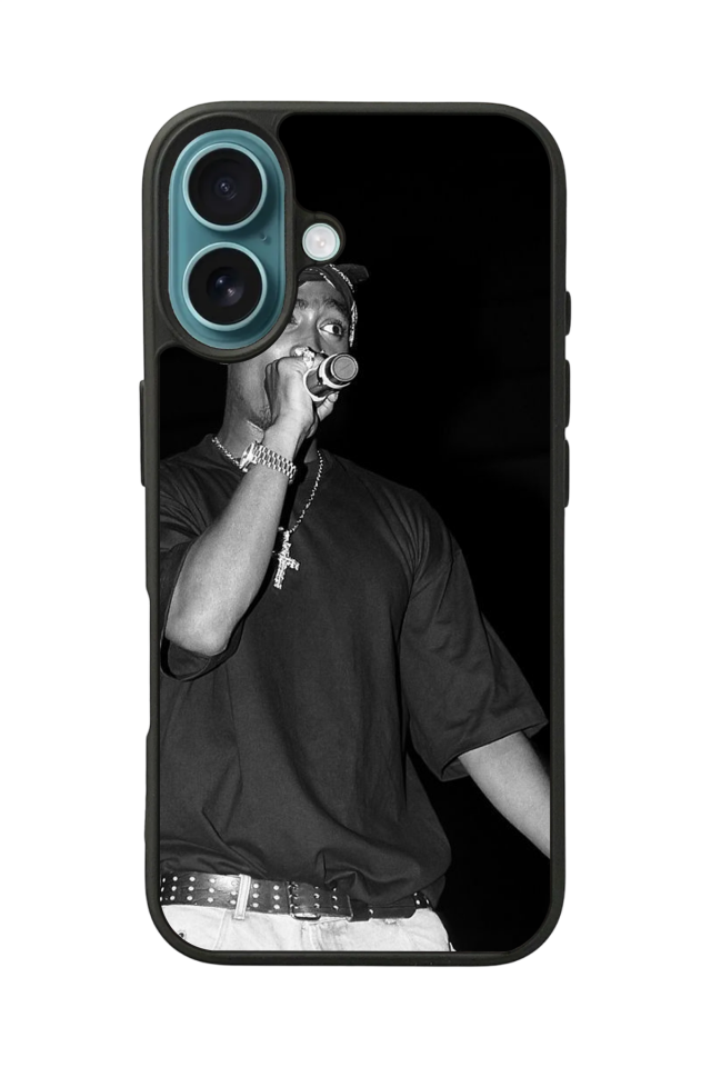 iPhone 16 Uyumlu Tupac Tasarımlı Glossy Premium Kılıf