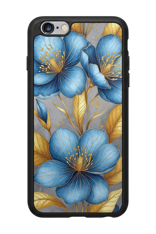 iPhone 6 Plus Uyumlu Yaldizli Cicek Tasarımlı Glossy Premium Kılıf