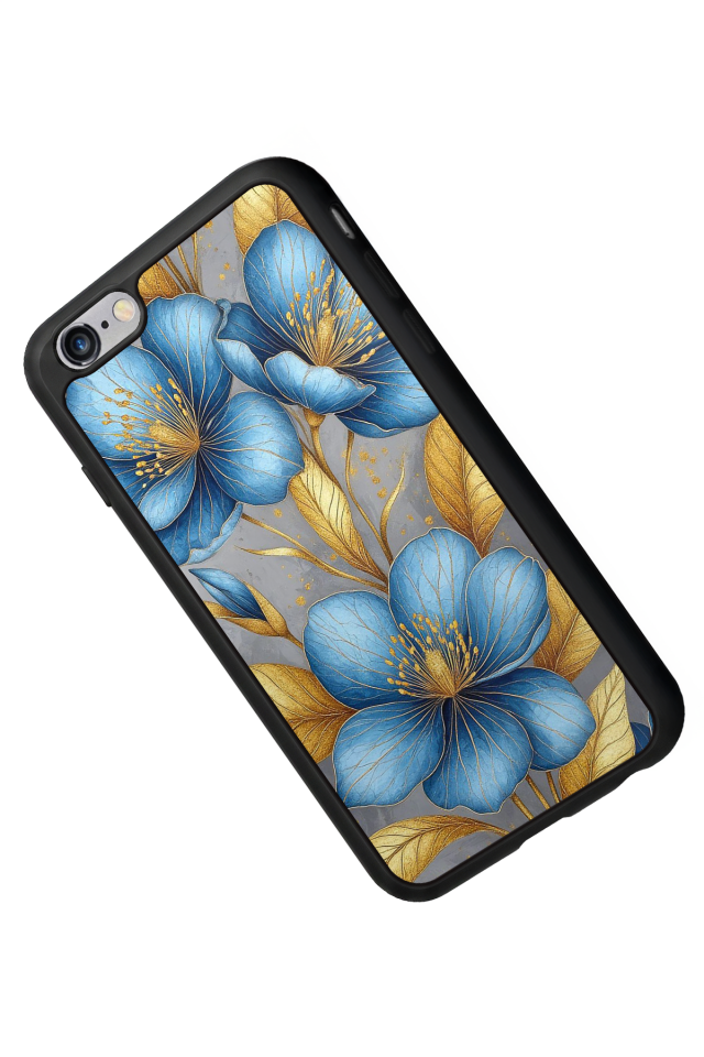 iPhone 6 Plus Uyumlu Yaldizli Cicek Tasarımlı Glossy Premium Kılıf