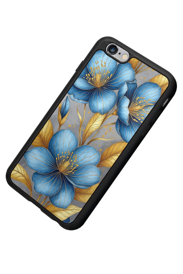 iPhone 6 Plus Uyumlu Yaldizli Cicek Tasarımlı Glossy Premium Kılıf