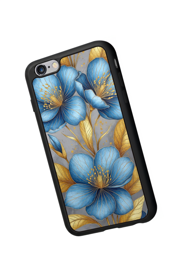 iPhone 6 Plus Uyumlu Yaldizli Cicek Tasarımlı Glossy Premium Kılıf