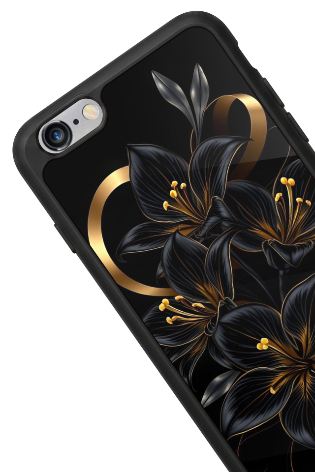 iPhone 6 Plus Uyumlu Yaldizli Cicek Tasarımlı Glossy Premium Kılıf
