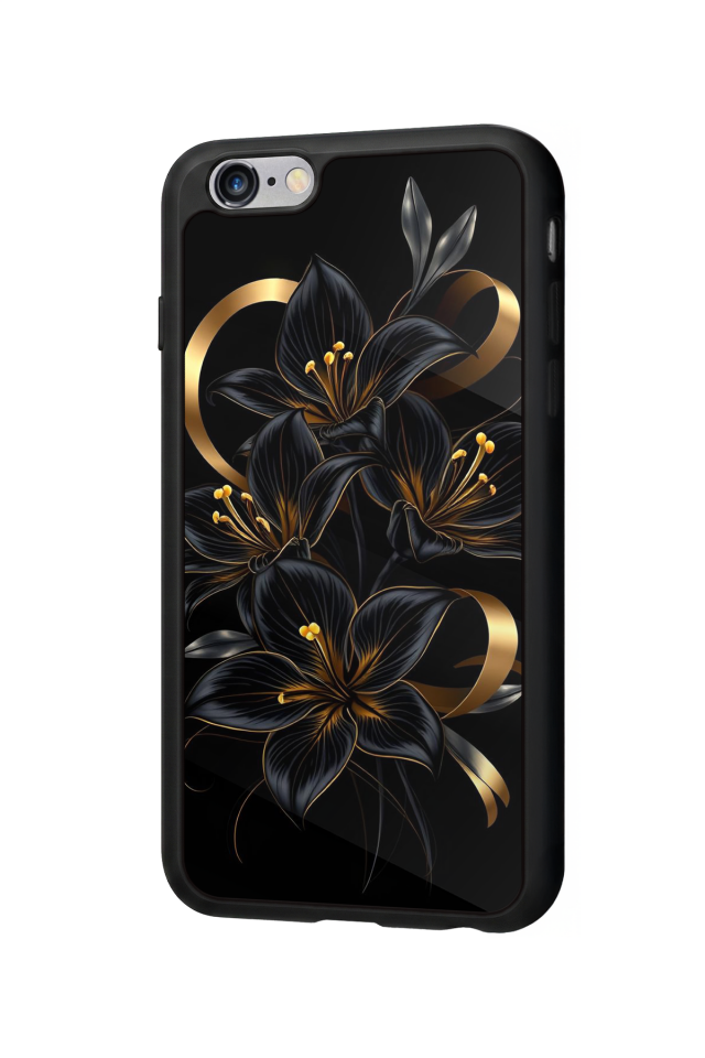 iPhone 6 Plus Uyumlu Yaldizli Cicek Tasarımlı Glossy Premium Kılıf
