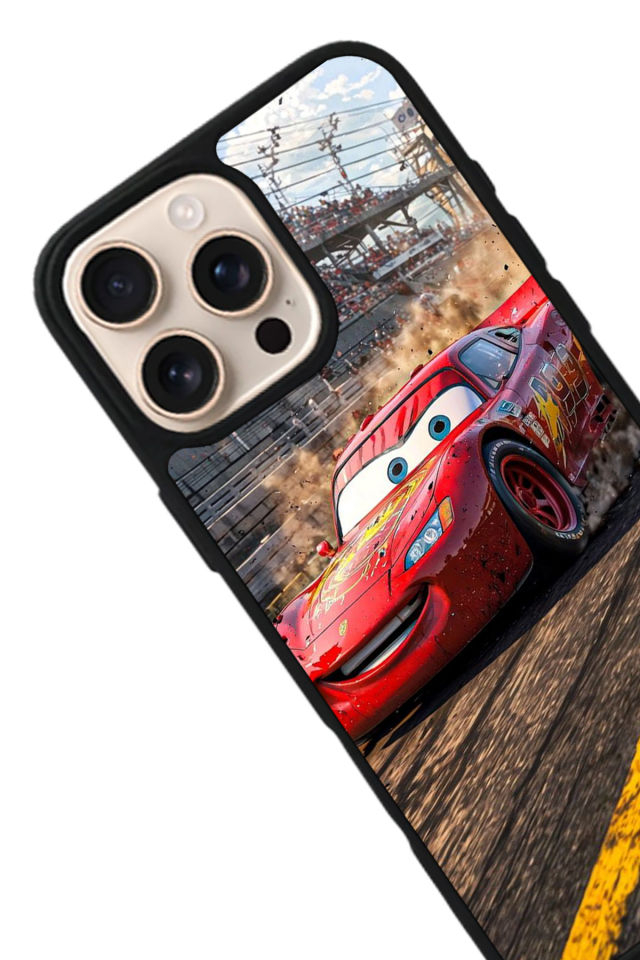 iPhone 16 Pro Uyumlu Simsek McQueen Tasarımlı Glossy Premium Kılıf
