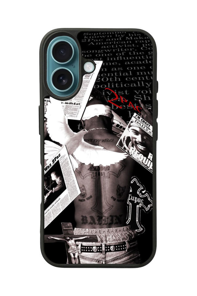 iPhone 16 Uyumlu Tupac Tasarımlı Glossy Premium Kılıf
