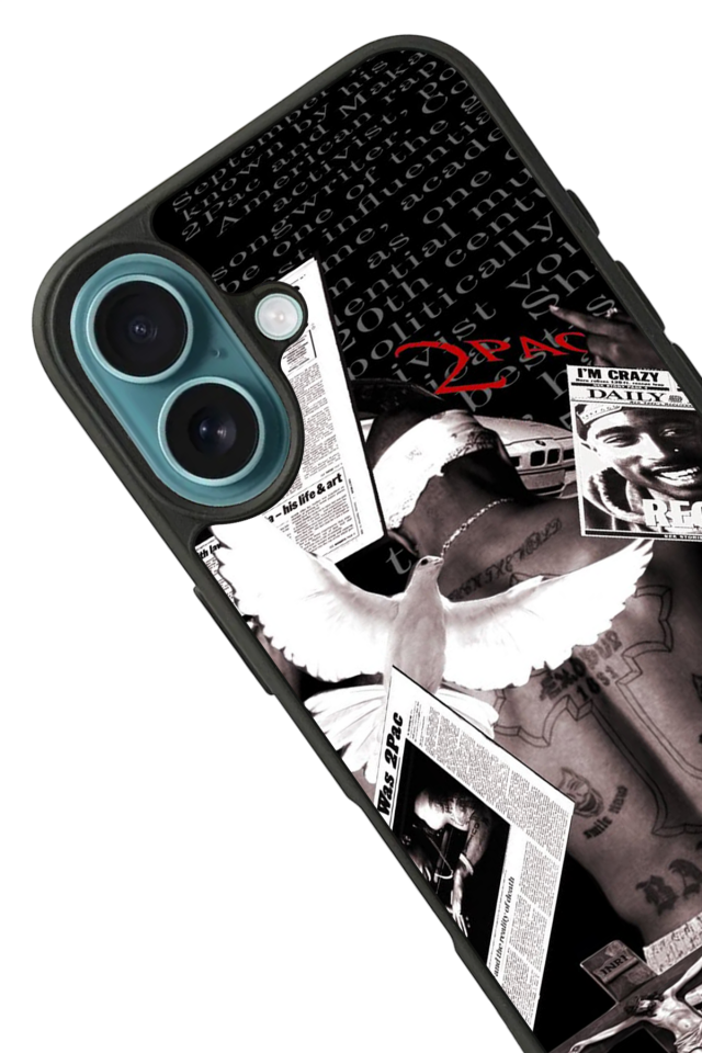 iPhone 16 Uyumlu Tupac Tasarımlı Glossy Premium Kılıf