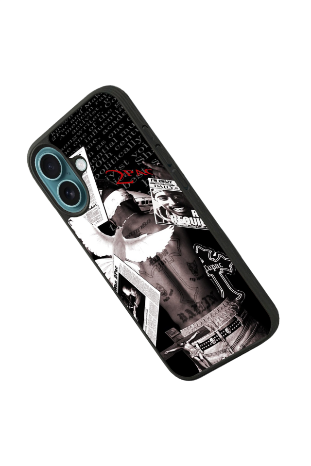 iPhone 16 Uyumlu Tupac Tasarımlı Glossy Premium Kılıf