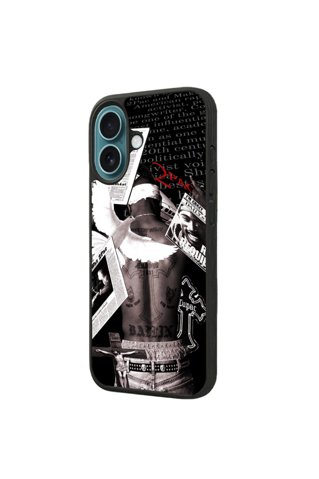 iPhone 16 Uyumlu Tupac Tasarımlı Glossy Premium Kılıf
