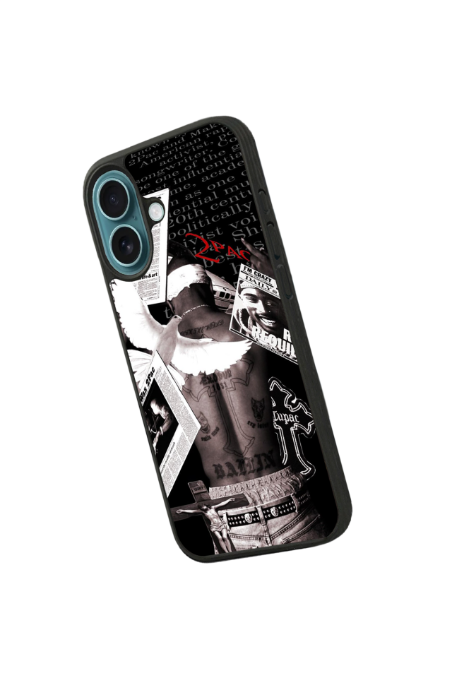 iPhone 16 Uyumlu Tupac Tasarımlı Glossy Premium Kılıf