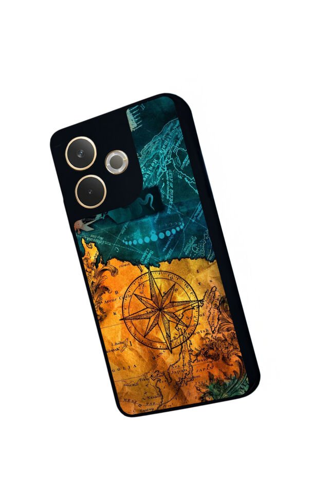 Oppo A5 Pro Uyumlu Pusula Tasarımlı Glossy Premium Kılıf