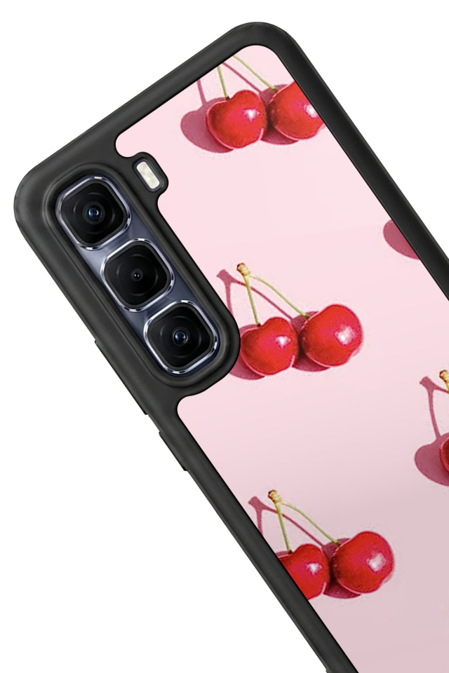 Infinix Hot 60 Pro Plus Uyumlu Kiraz Tasarımlı Glossy Premium Kılıf