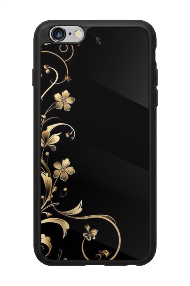 iPhone 6 Plus Uyumlu Yaldizli Cicek Tasarımlı Glossy Premium Kılıf