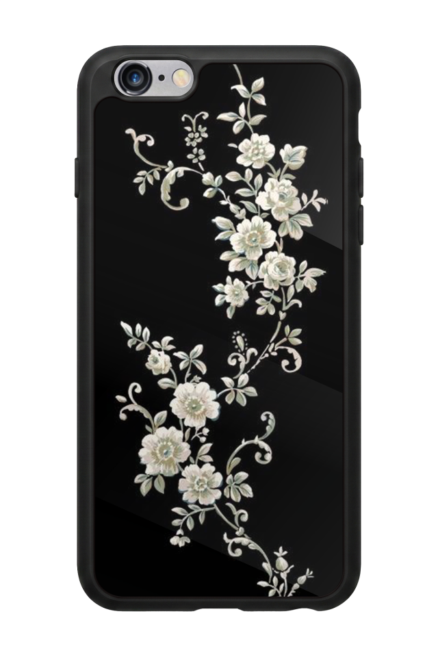 iPhone 6 Plus Uyumlu Yaldizli Cicek Tasarımlı Glossy Premium Kılıf