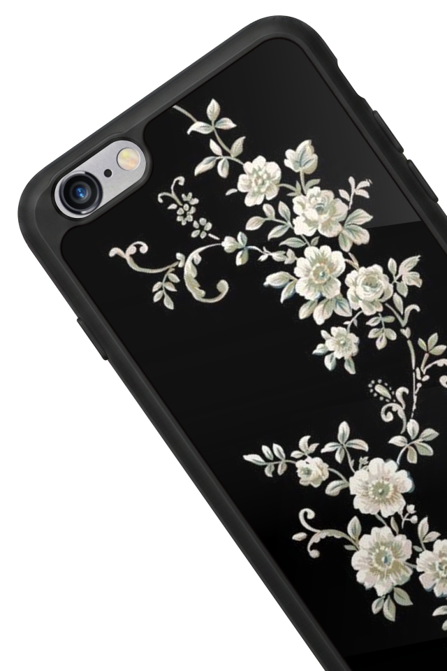 iPhone 6 Plus Uyumlu Yaldizli Cicek Tasarımlı Glossy Premium Kılıf