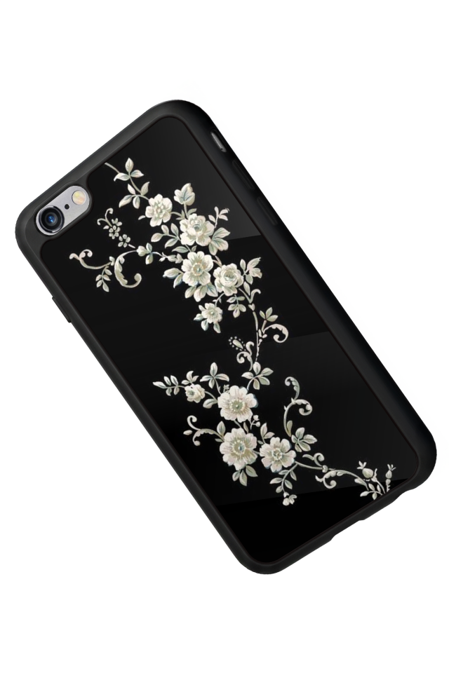 iPhone 6 Plus Uyumlu Yaldizli Cicek Tasarımlı Glossy Premium Kılıf