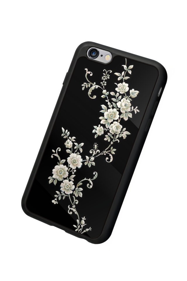 iPhone 6 Plus Uyumlu Yaldizli Cicek Tasarımlı Glossy Premium Kılıf