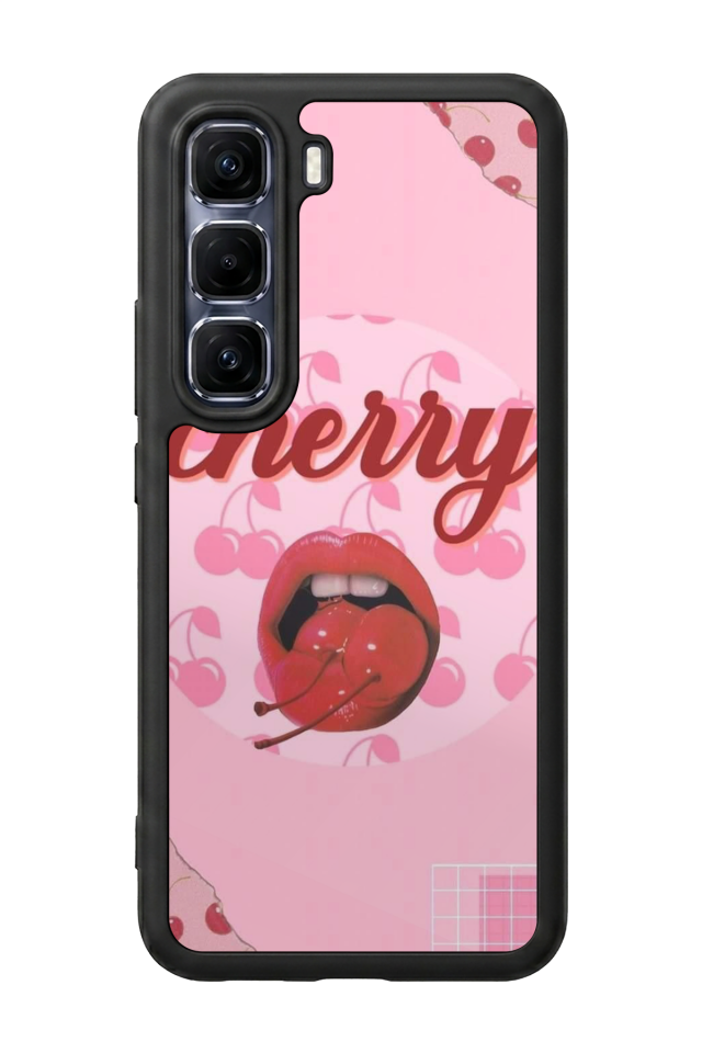 Infinix Hot 60 Pro Plus Uyumlu Kiraz Tasarımlı Glossy Premium Kılıf