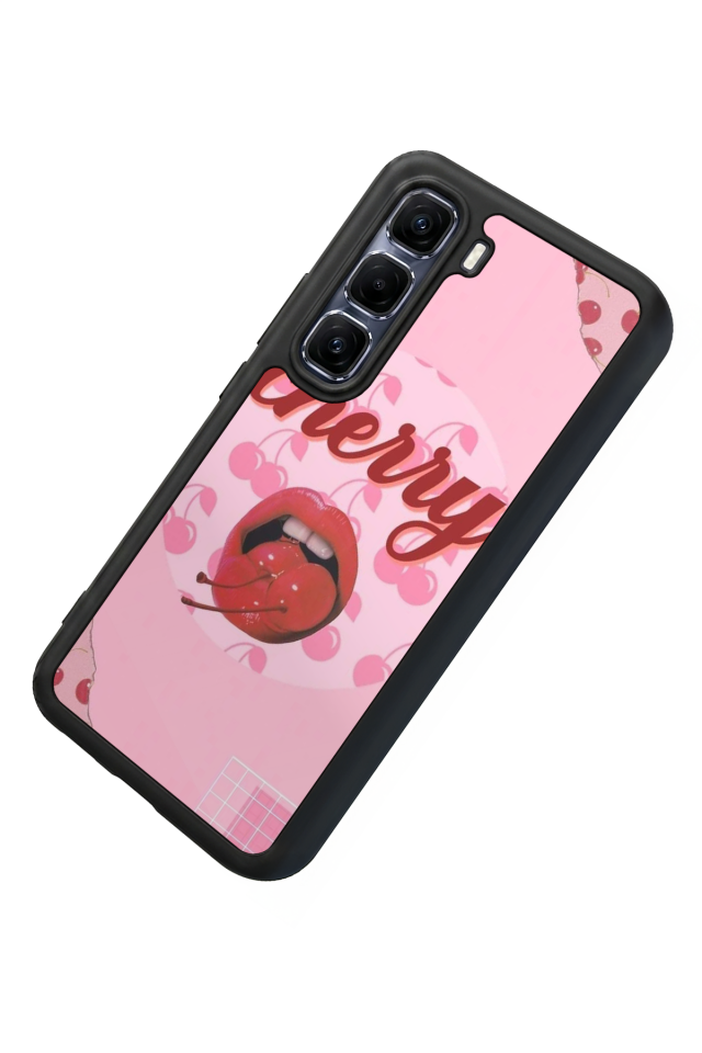 Infinix Hot 60 Pro Plus Uyumlu Kiraz Tasarımlı Glossy Premium Kılıf