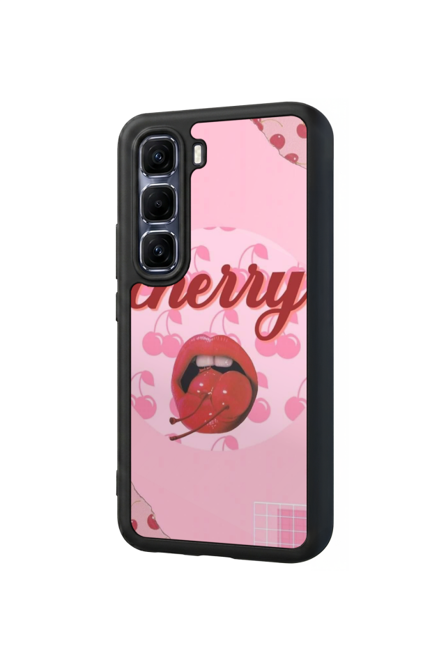 Infinix Hot 60 Pro Plus Uyumlu Kiraz Tasarımlı Glossy Premium Kılıf