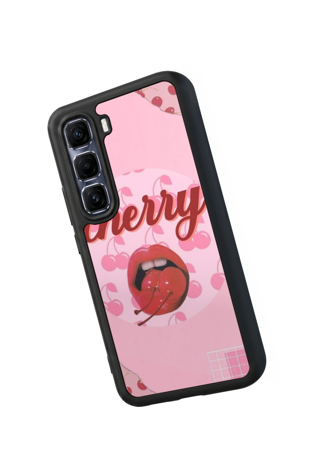 Infinix Hot 60 Pro Plus Uyumlu Kiraz Tasarımlı Glossy Premium Kılıf