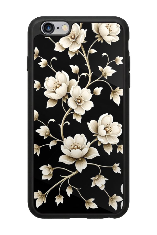 iPhone 6 Plus Uyumlu Yaldizli Cicek Tasarımlı Glossy Premium Kılıf