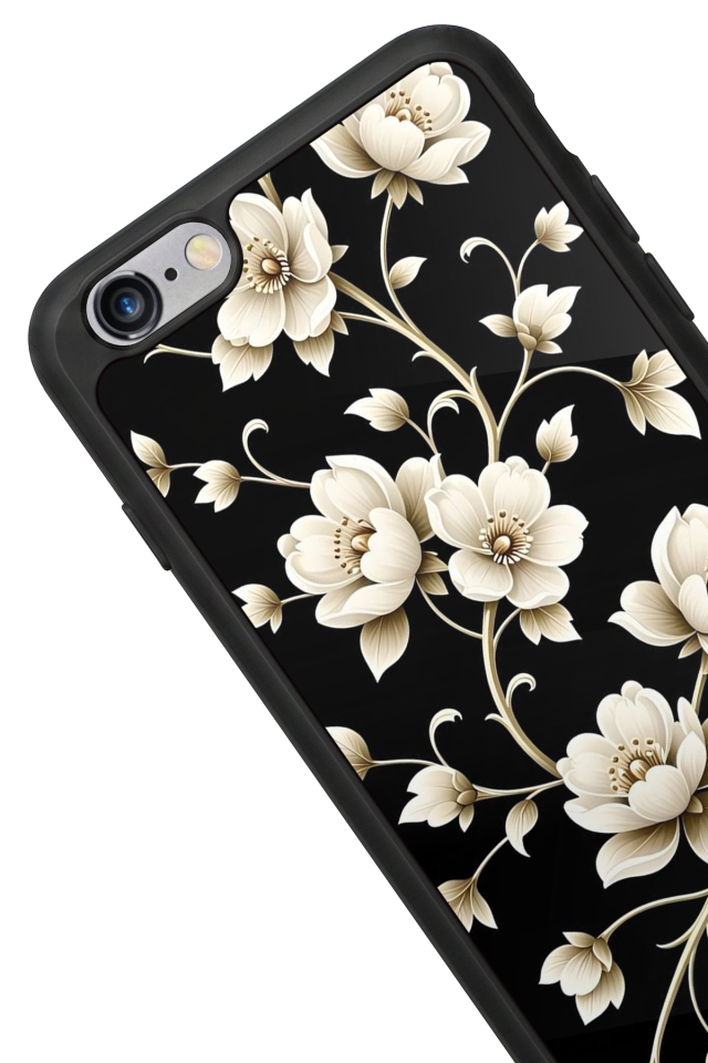 iPhone 6 Plus Uyumlu Yaldizli Cicek Tasarımlı Glossy Premium Kılıf