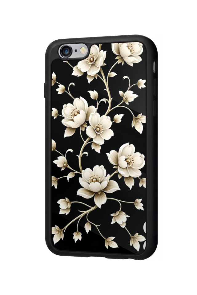 iPhone 6 Plus Uyumlu Yaldizli Cicek Tasarımlı Glossy Premium Kılıf
