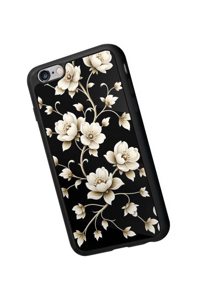 iPhone 6 Plus Uyumlu Yaldizli Cicek Tasarımlı Glossy Premium Kılıf