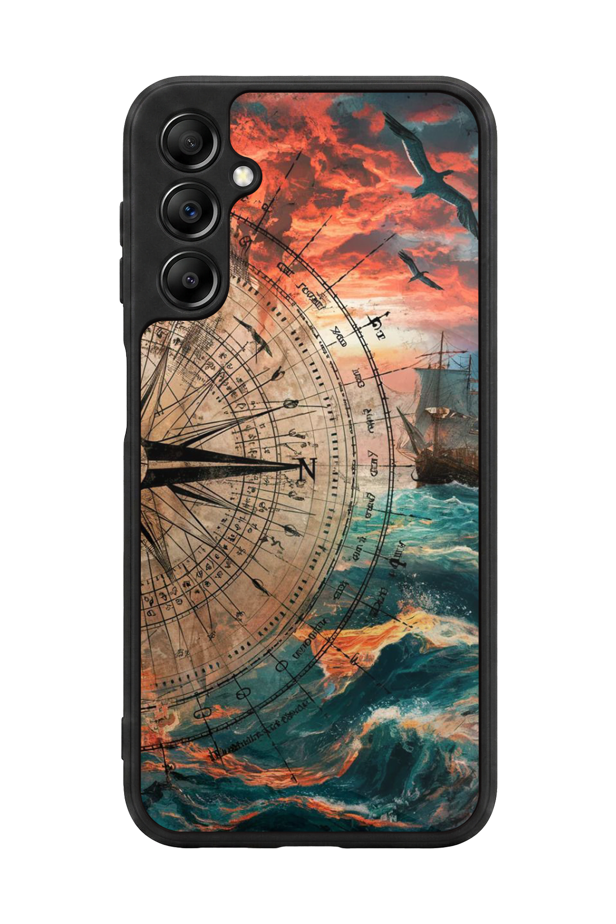 Samsung Galaxy A14 Uyumlu Pusula Tasarımlı Glossy Premium Kılıf