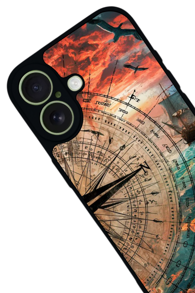 iPhone 17 Uyumlu Pusula Tasarımlı Glossy Premium Kılıf