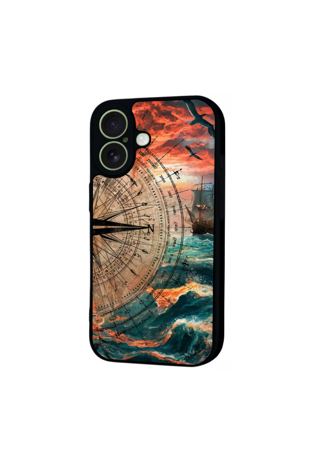 iPhone 17 Uyumlu Pusula Tasarımlı Glossy Premium Kılıf