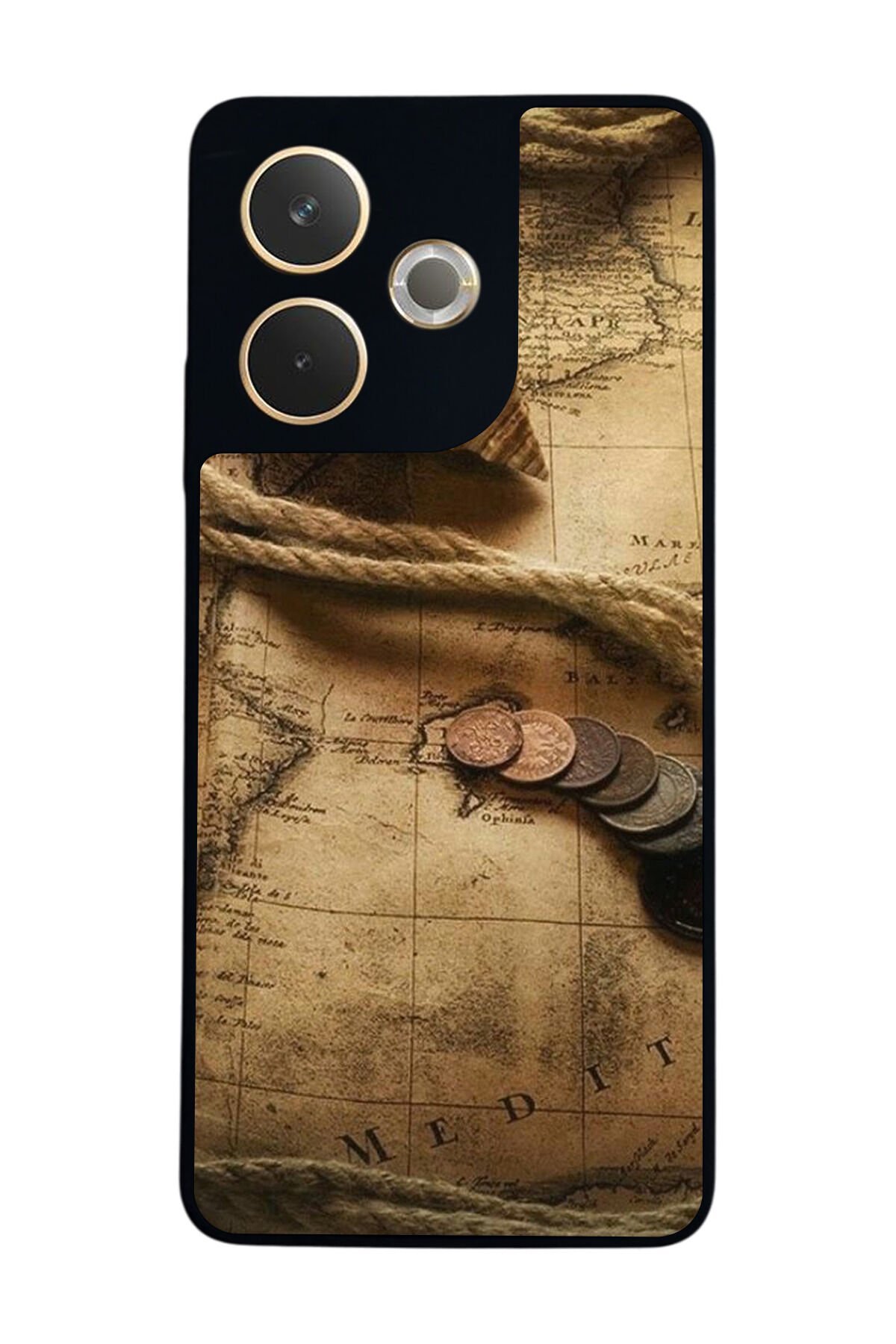 Oppo A5 Pro Uyumlu Pusula Tasarımlı Glossy Premium Kılıf