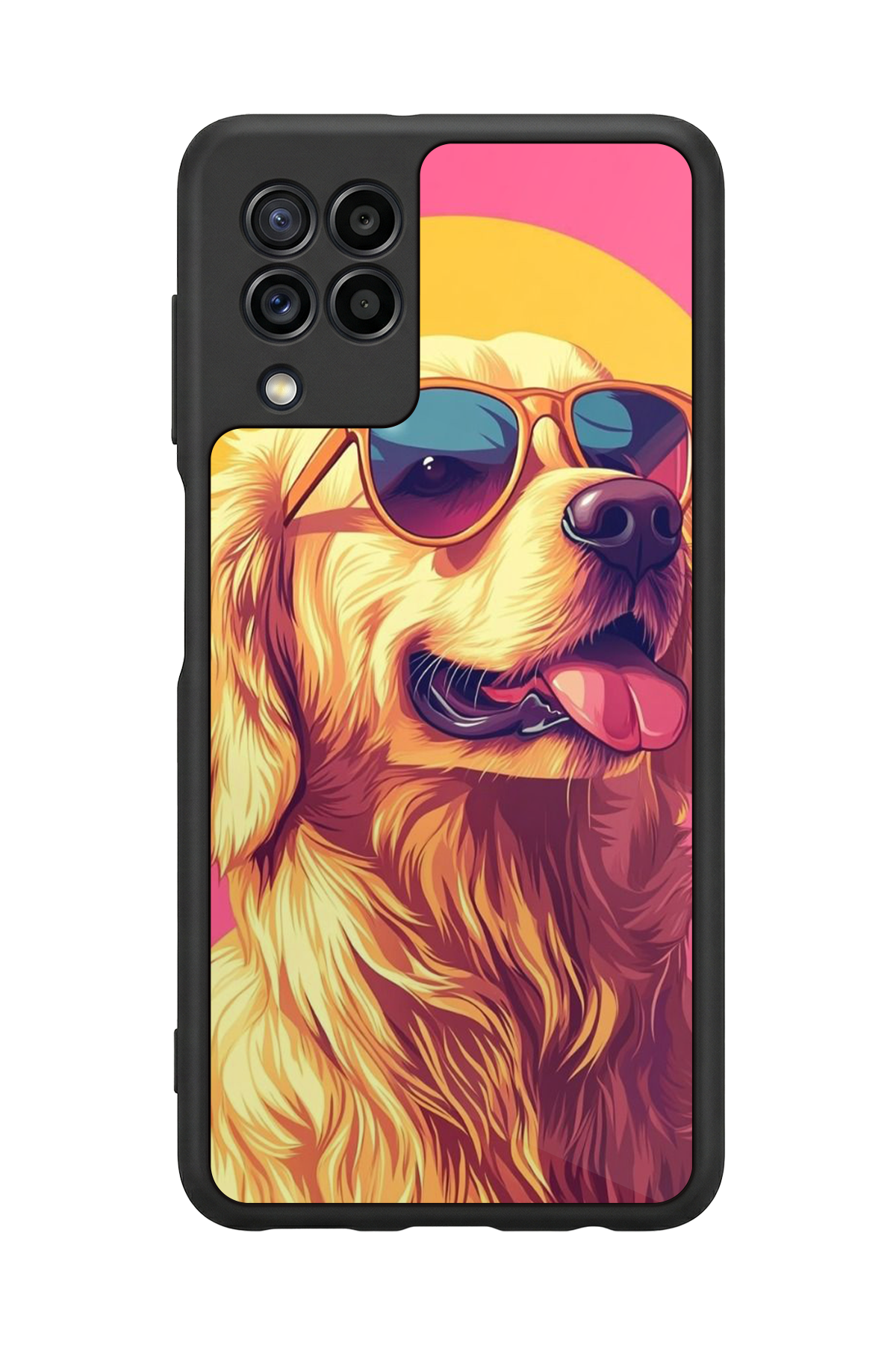 Samsung Galaxy M32 Uyumlu Golden Kopek Tasarımlı Glossy Premium Kılıf