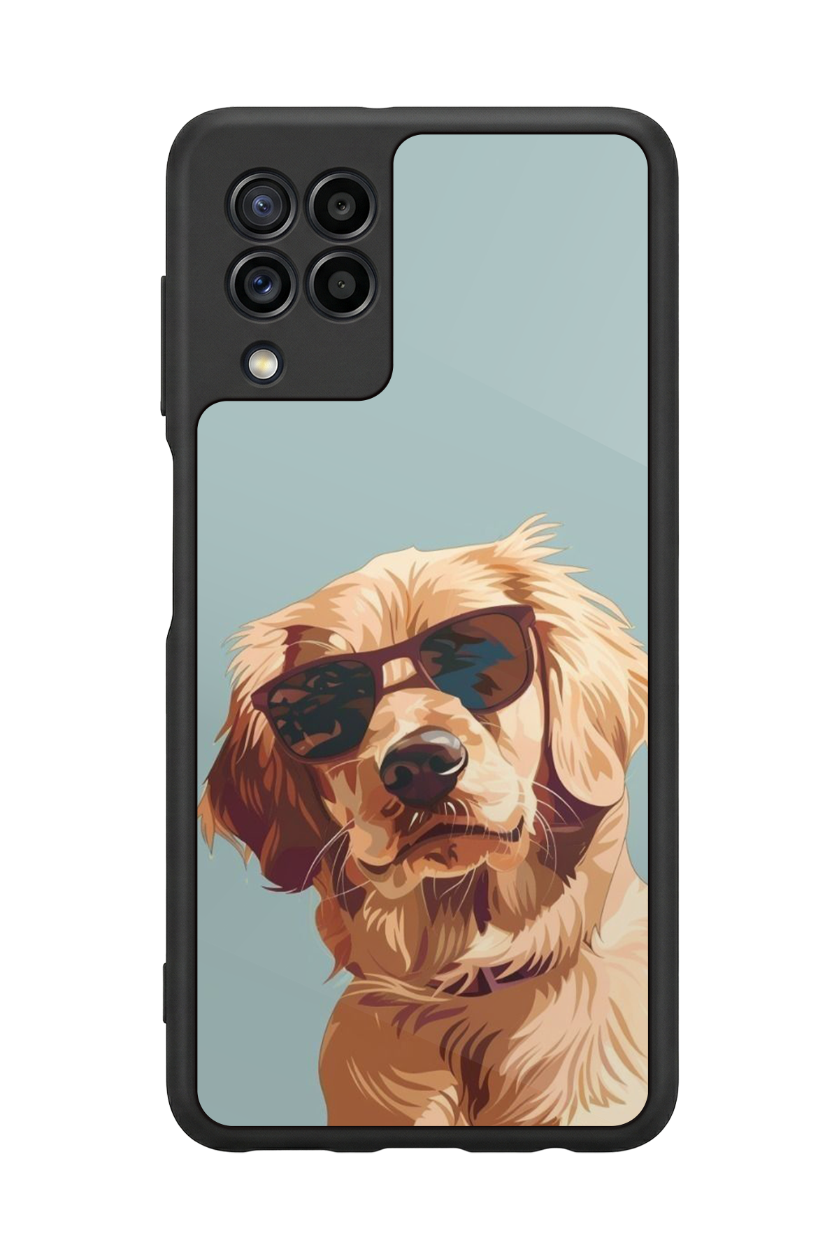 Samsung Galaxy M32 Uyumlu Golden Kopek Tasarımlı Glossy Premium Kılıf