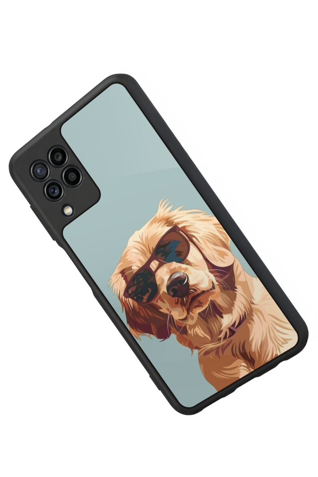Samsung Galaxy M32 Uyumlu Golden Kopek Tasarımlı Glossy Premium Kılıf
