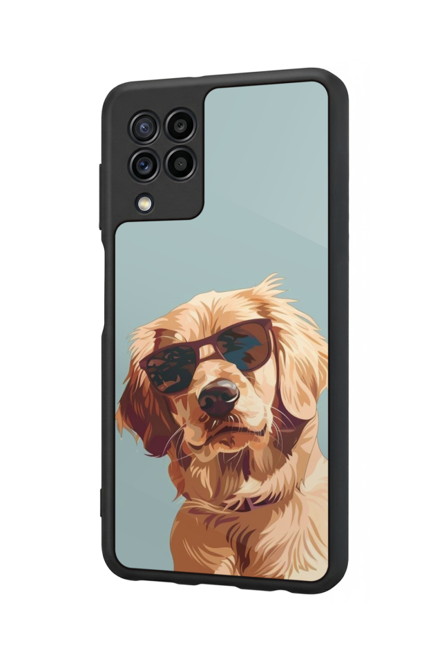 Samsung Galaxy M32 Uyumlu Golden Kopek Tasarımlı Glossy Premium Kılıf