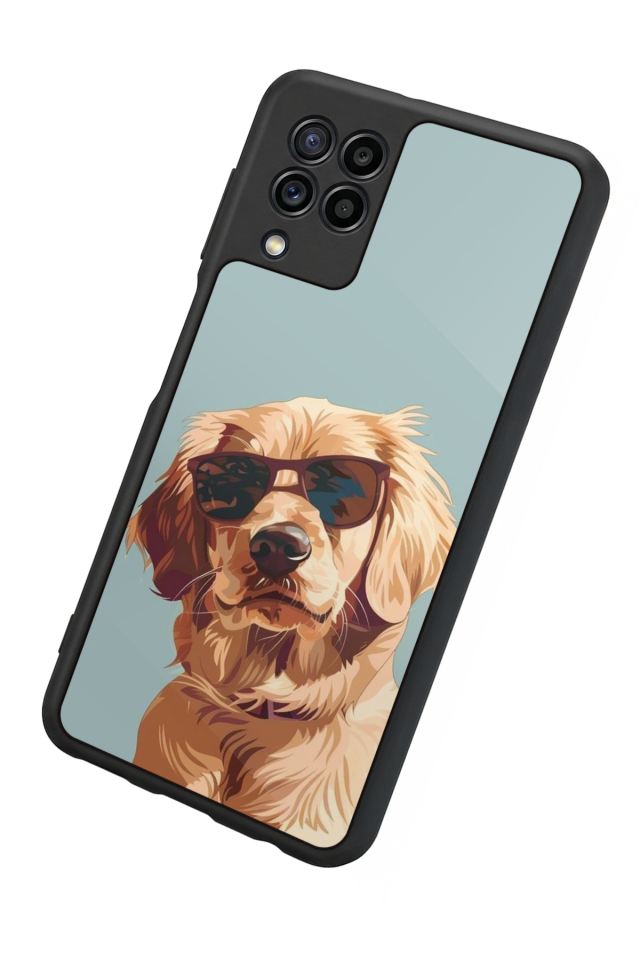 Samsung Galaxy M32 Uyumlu Golden Kopek Tasarımlı Glossy Premium Kılıf