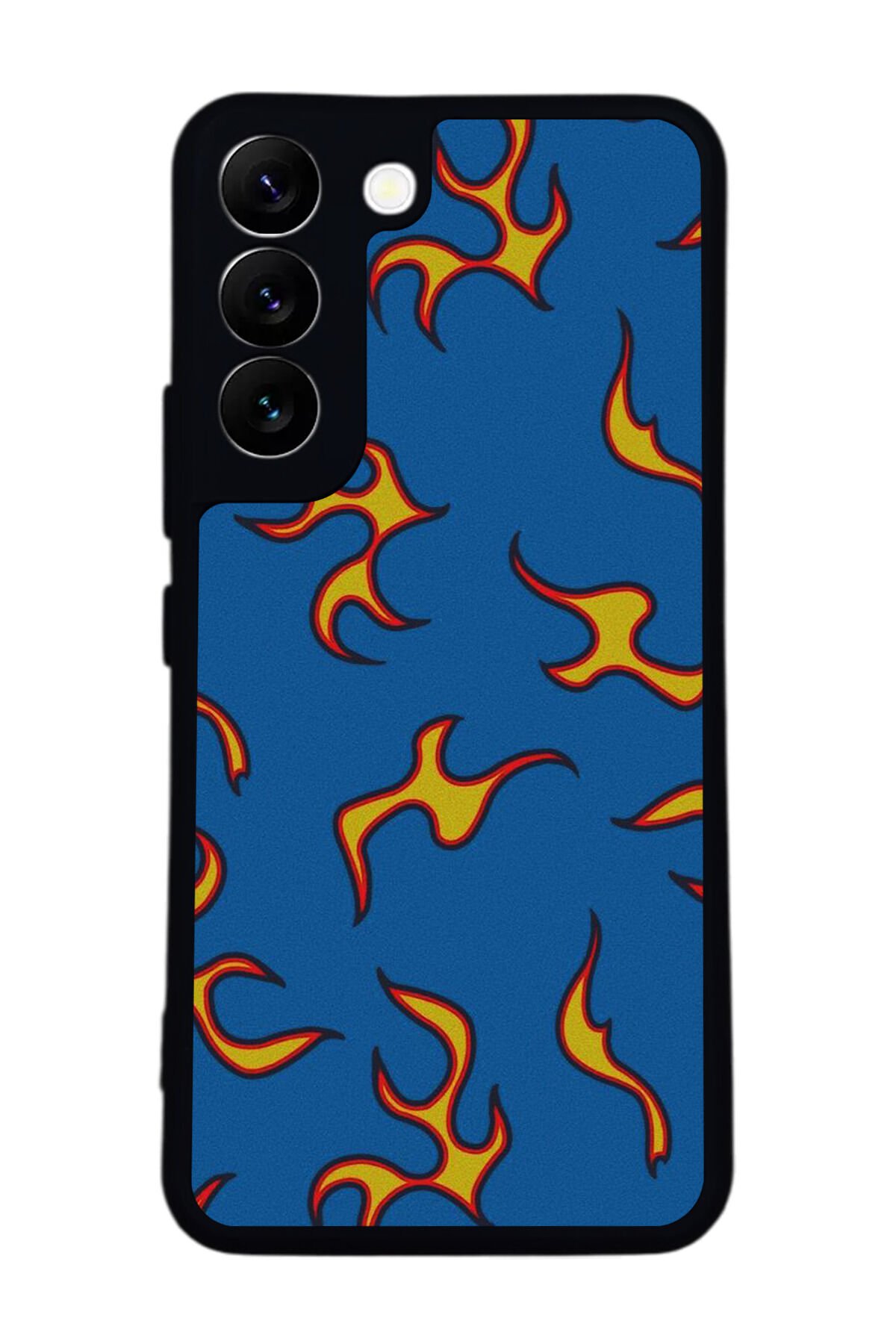 Samsung Galaxy S22 Uyumlu Retro Flame Patterns Tasarımlı Glossy Premium Kılıf