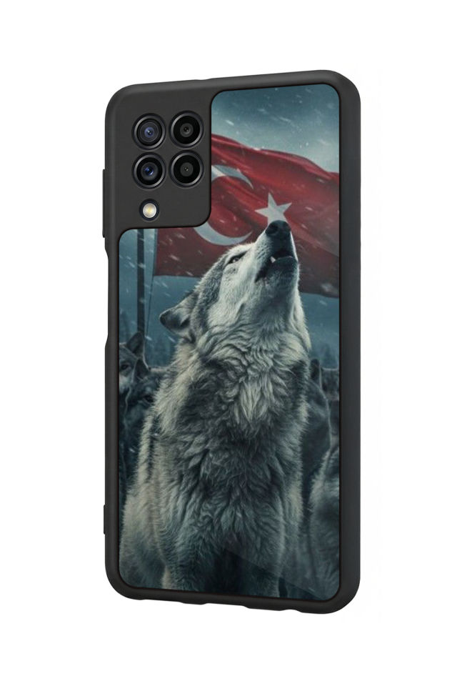 Samsung Galaxy M22 Uyumlu Bozkurt Tasarımlı Glossy Premium Kılıf