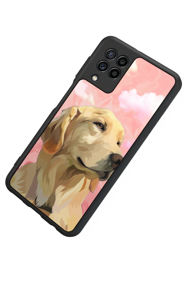 Samsung Galaxy M32 Uyumlu Golden Kopek Tasarımlı Glossy Premium Kılıf