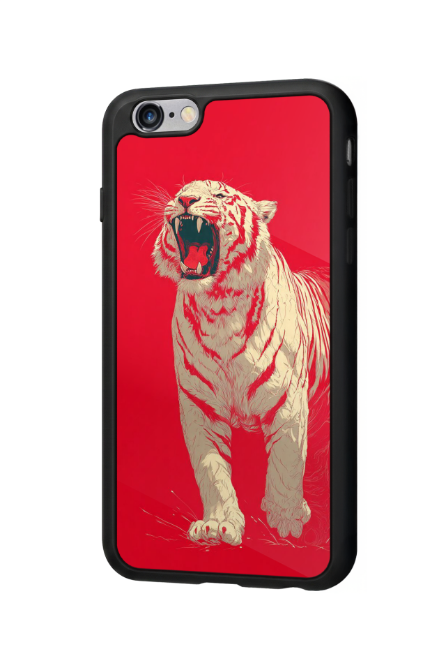 iPhone 6 Plus Uyumlu Kirmizi ve Kaplan Tasarımlı Glossy Premium Kılıf