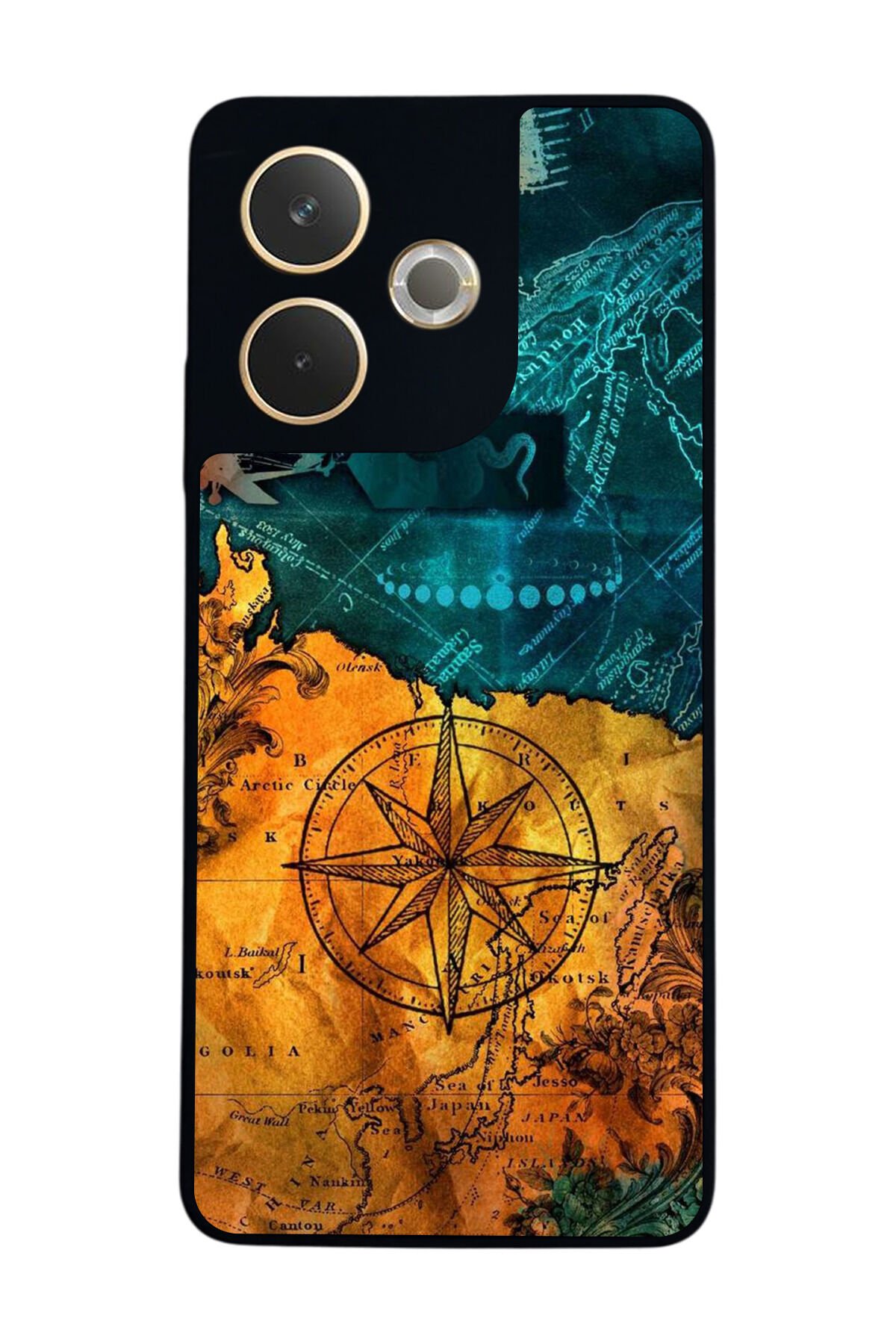 Oppo A5 Pro Uyumlu Harita Tasarımlı Glossy Premium Kılıf