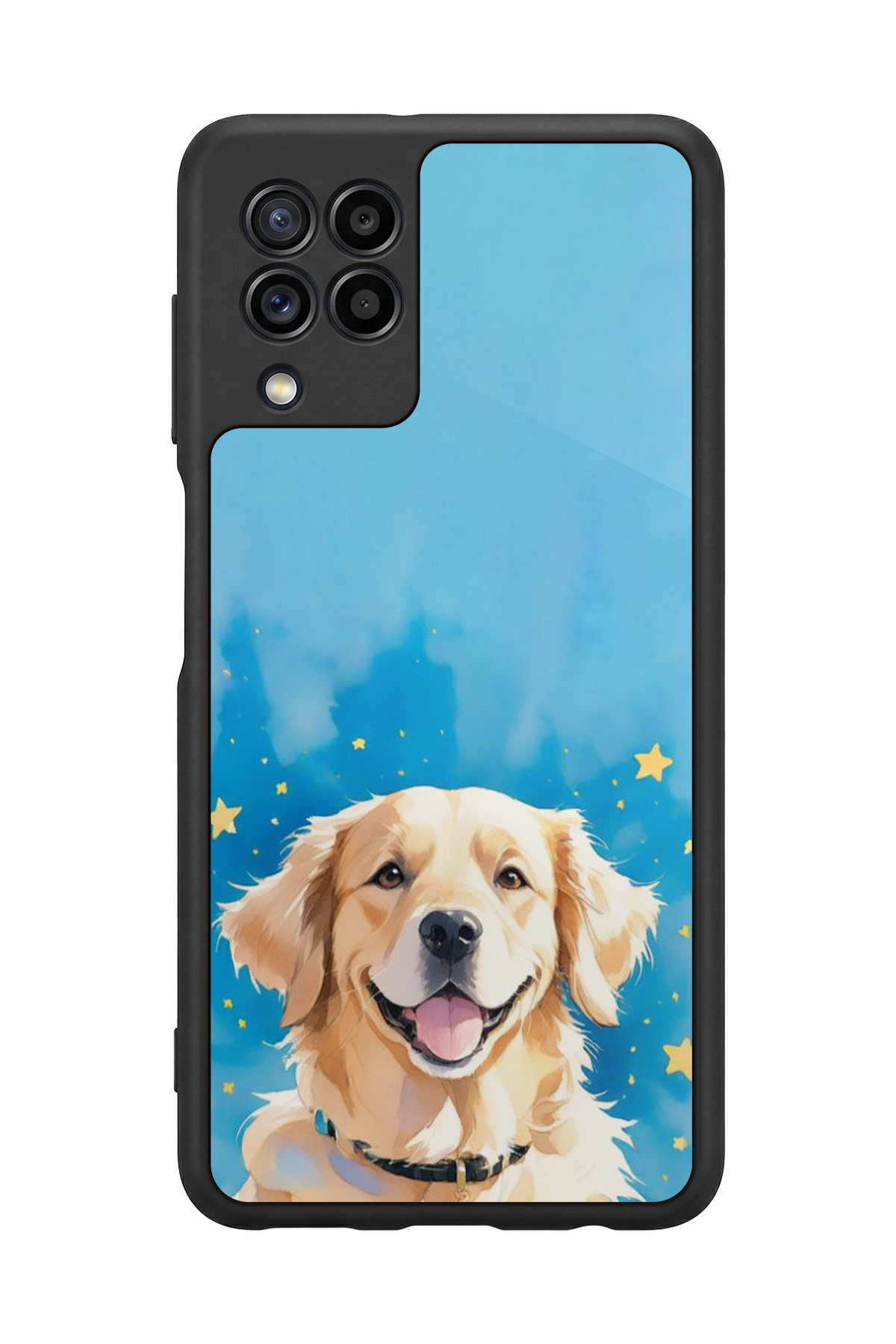Samsung Galaxy M32 Uyumlu Golden Kopek Tasarımlı Glossy Premium Kılıf