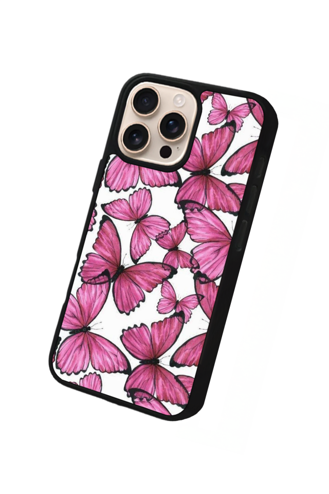 iPhone 15 Pro Uyumlu Kelebek Tasarımlı Glossy Premium Kılıf