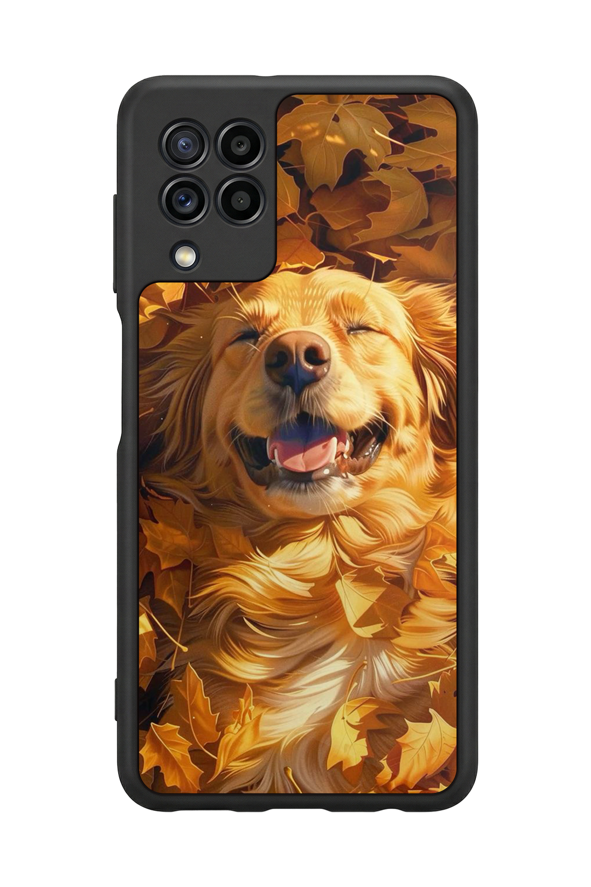 Samsung Galaxy M32 Uyumlu Golden Kopek Tasarımlı Glossy Premium Kılıf