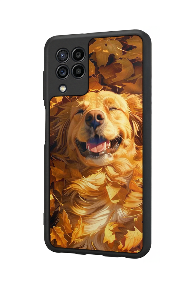 Samsung Galaxy M32 Uyumlu Golden Kopek Tasarımlı Glossy Premium Kılıf