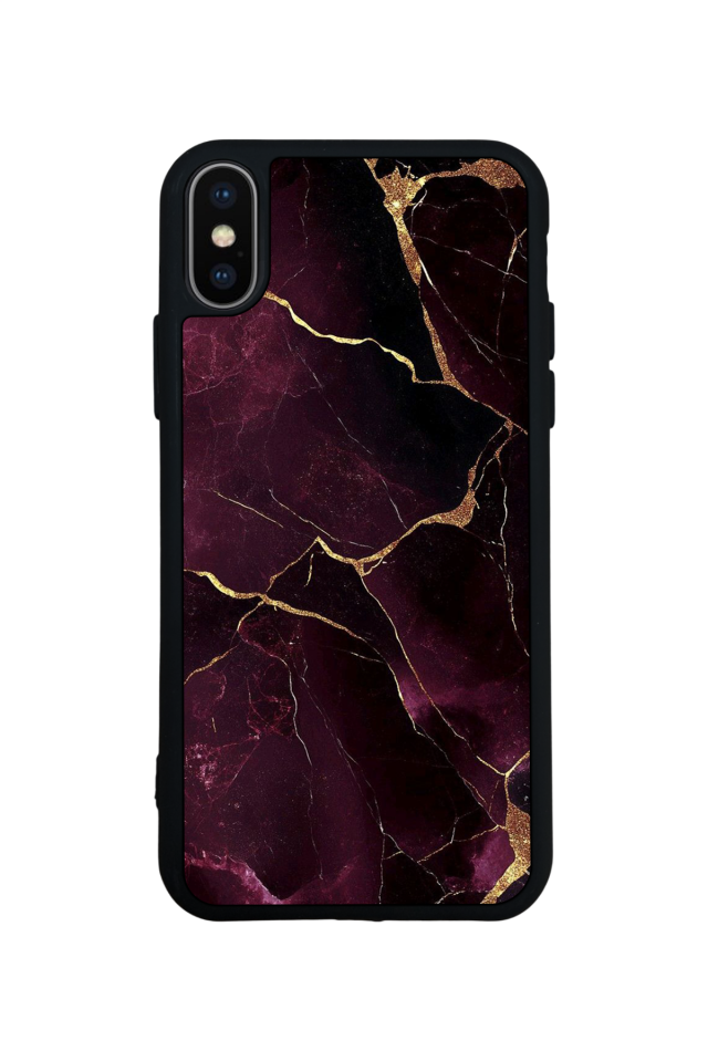 iPhone X/ XS Uyumlu Mermer Marble Tasarımlı Glossy Premium Kılıf