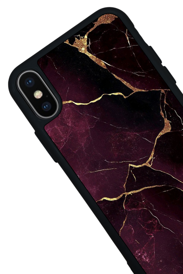 iPhone X/ XS Uyumlu Mermer Marble Tasarımlı Glossy Premium Kılıf