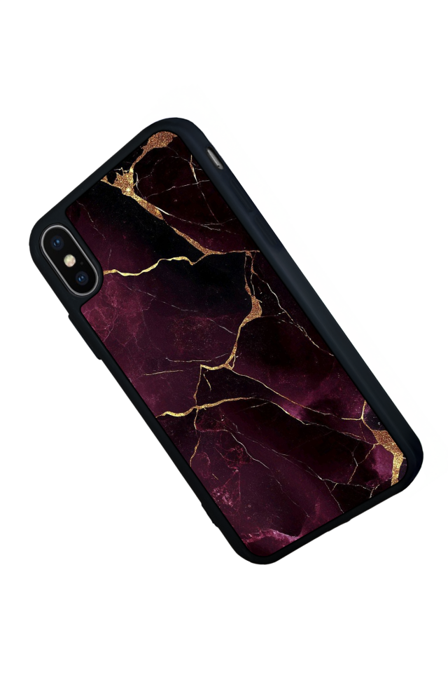 iPhone X/ XS Uyumlu Mermer Marble Tasarımlı Glossy Premium Kılıf