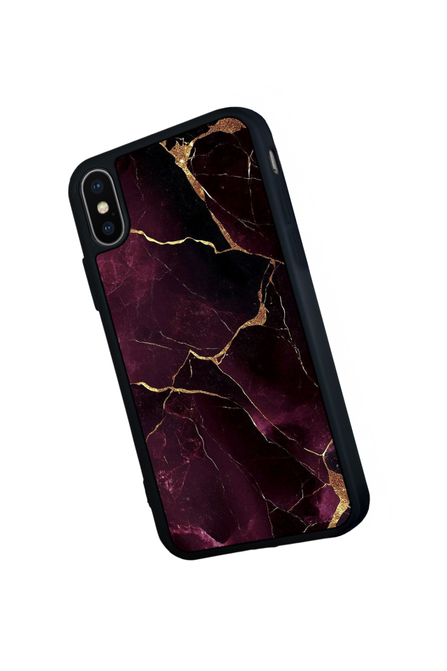 iPhone X/ XS Uyumlu Mermer Marble Tasarımlı Glossy Premium Kılıf